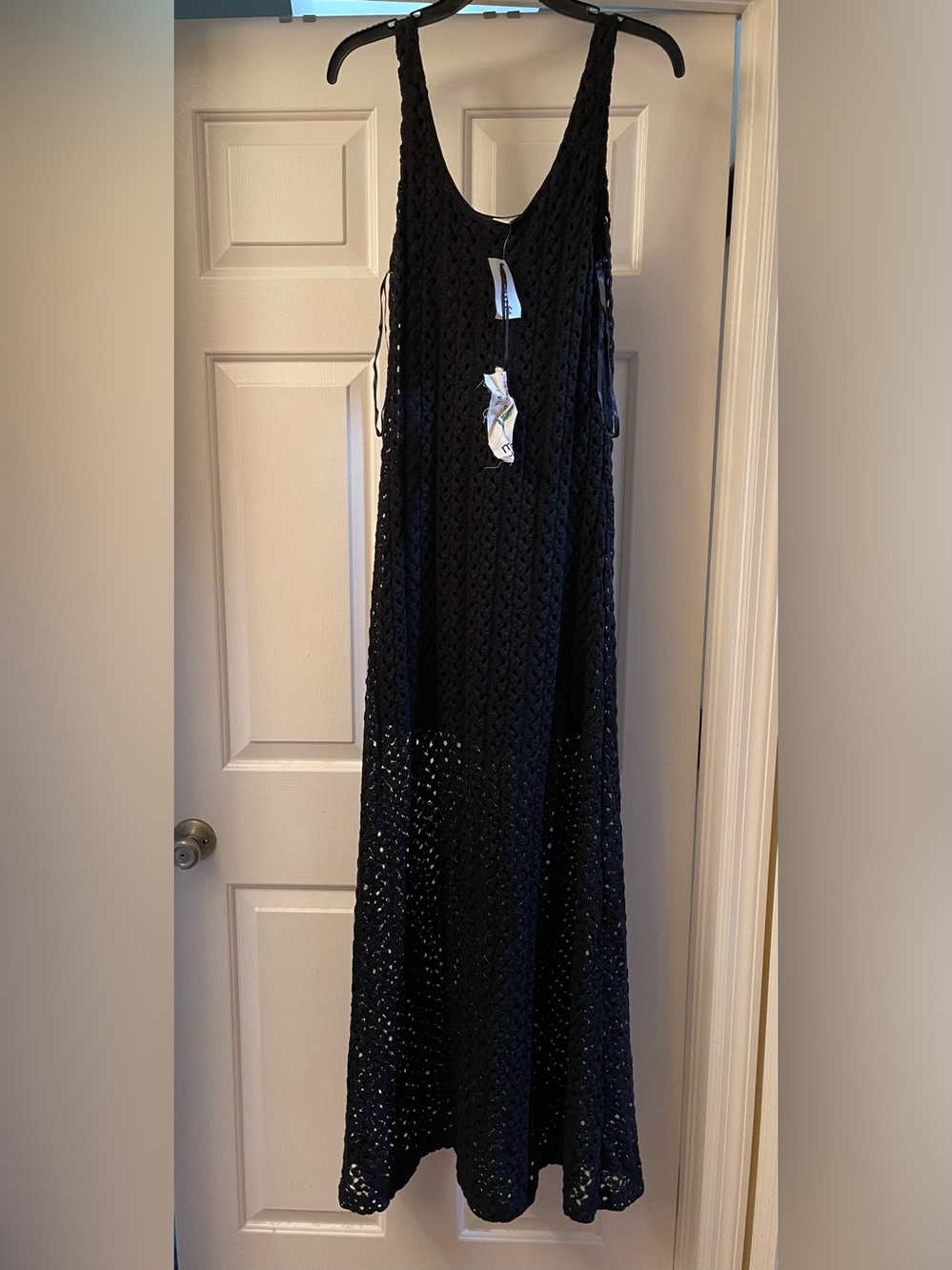 Mimi Chica Black Crochet Maxi Dress with Open Knit